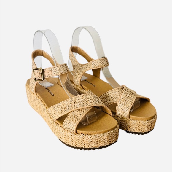 Lucky Brand Wagoo Beige Woven/Raffia Platform Wedges Size 8M - Picture 12 of 14